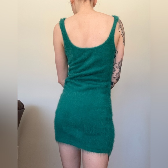 aerie Teal Fuzzy Tank Mini Dress - Picture 2 of 4